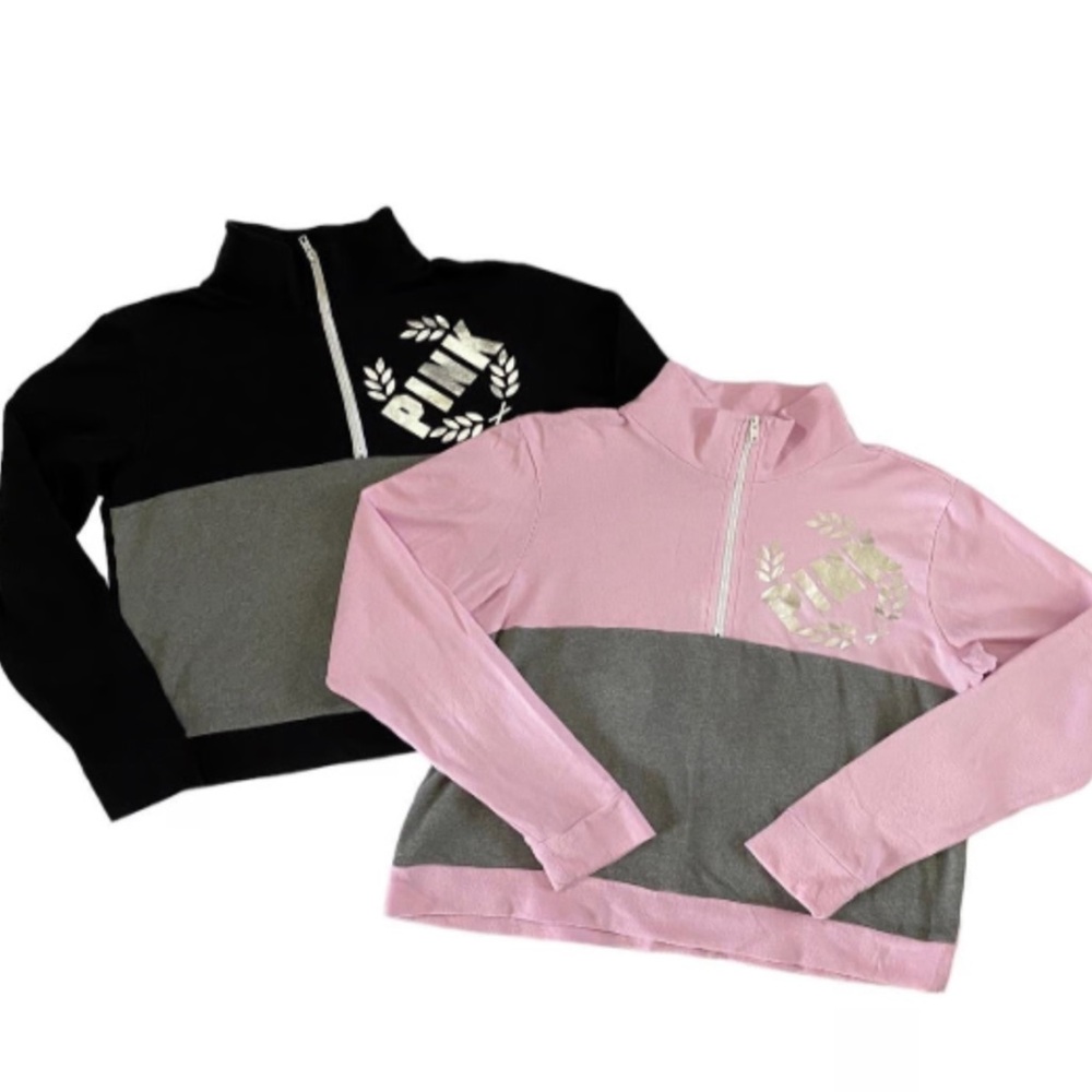 Victorias Secret PINK Mock Neck Fleece Sweatshirt Bundle Small Quarter Zip Y2K